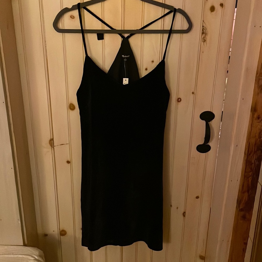 Black velvet madewell slip dress